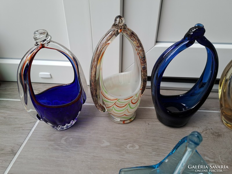 Beautiful bohemian Murano mixed Czech glass decorative basket basket colorful ornament blue collector Frantisek zemek