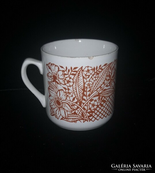 Granite Kispest ceramic mug brown floral 11 cm