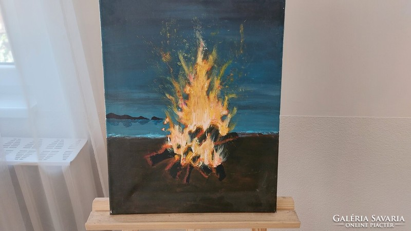 (K) campfire painting 40x50 cm