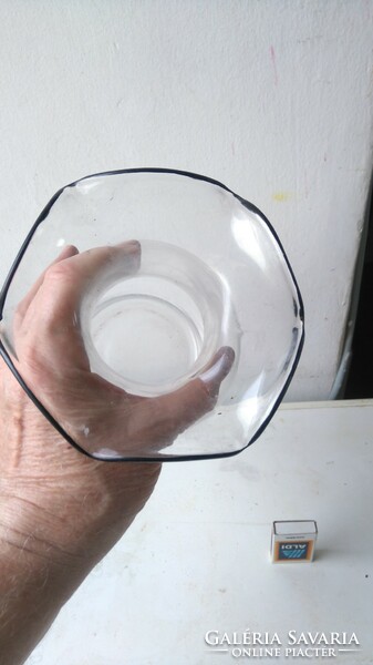 Fodros kétrétegű szecessziós  jelzett német,vagy holland  fújt üveg váza -hibátlan_19 cm