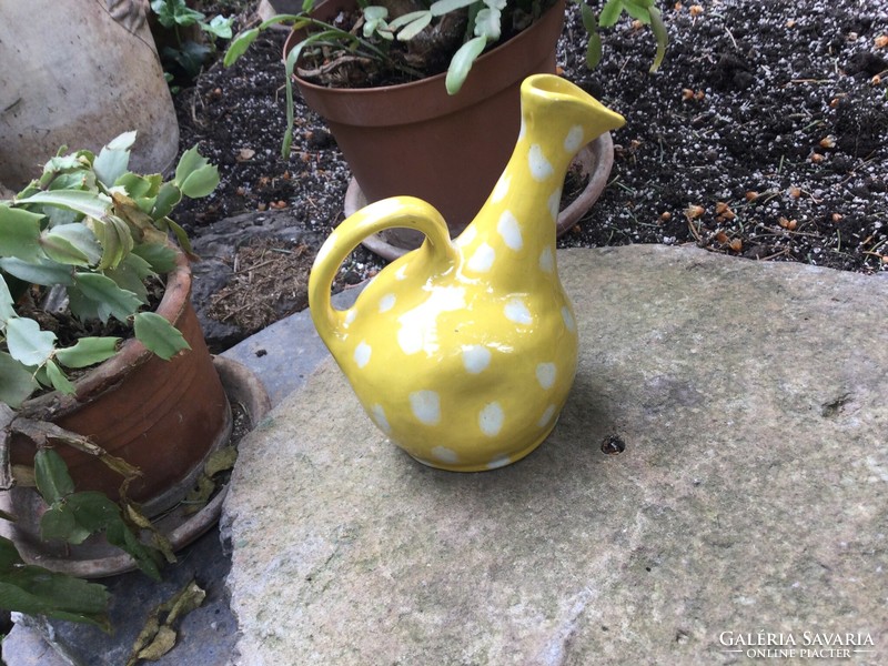 Gálócsy edit retro sun yellow hemp seed ceramic hen jug spout