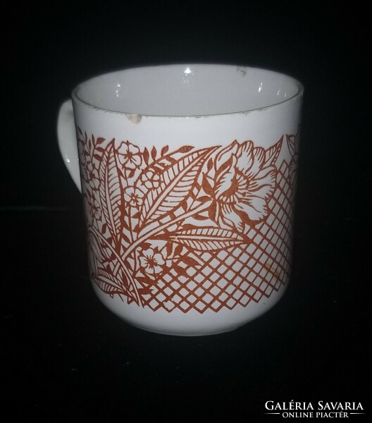 Granite Kispest ceramic mug brown floral 11 cm