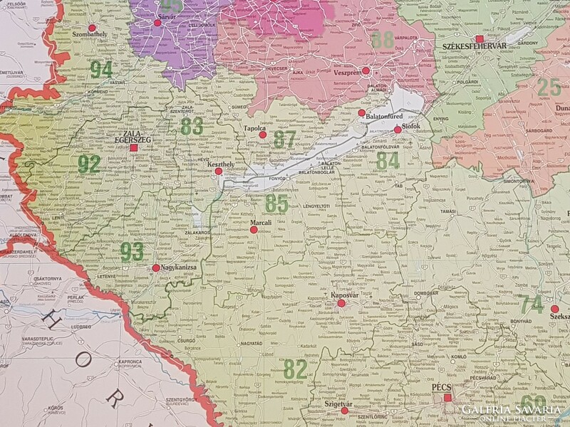 District code map of Hungary.