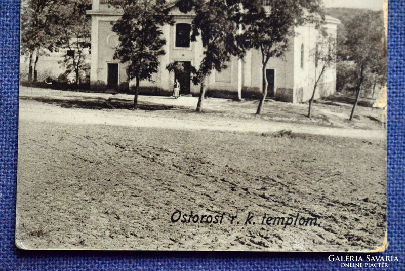 Ostoros - Roman Catholic church photo postcard 1920?