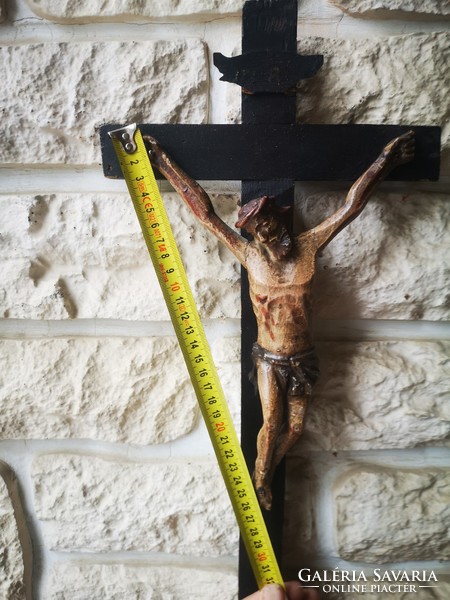 Antique beautiful hand painted corpus cross jesus christ crucifix hand carved religious artefact