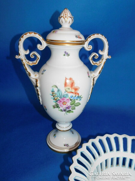 Herendi windsor avec bord en or simple amphora vase medium size + openwork tray