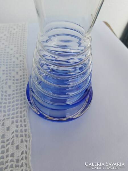 Gyönyörű( Bohemia ? Muránói  ? )cseh üveg  kék váza  Gyűjtői darab