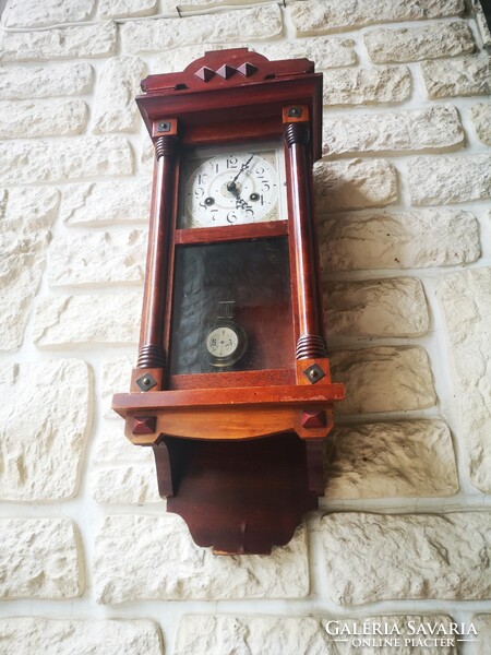 Gyönyörű antik szecessziós fali óra Bim Bam feles ütős óra eredeti állapotban