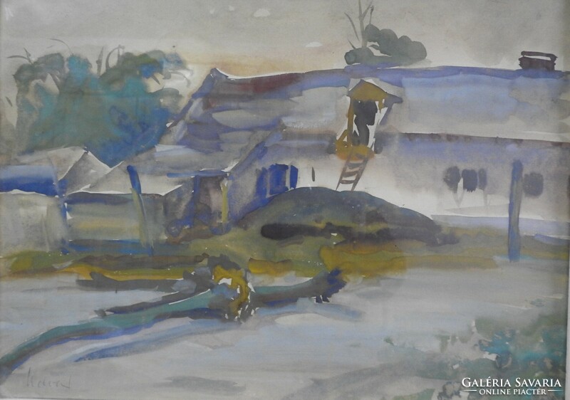 Cs Pataj Mihály Akvarell tájkép
