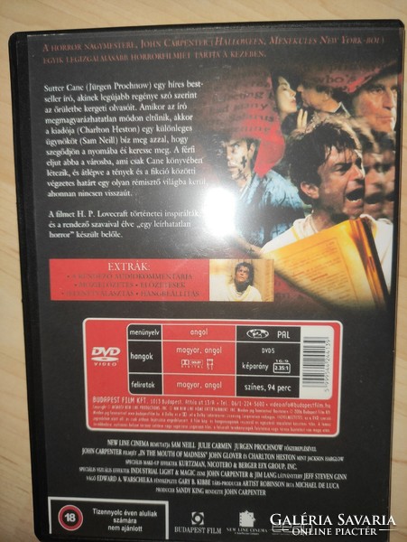 Az őrület torkában (1995) DVD r: John Carpenter