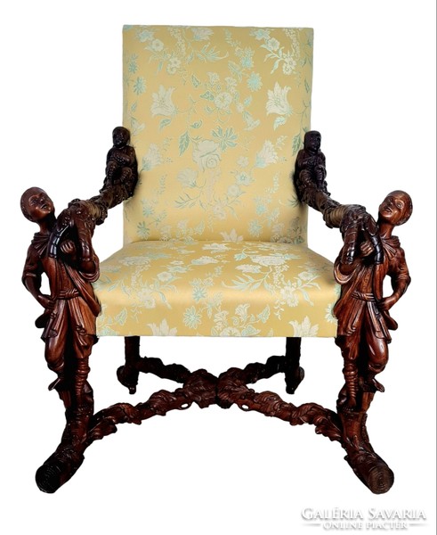 A680 Antik,dúsan faragott barokk trónfotel (Andrea Brustolon)