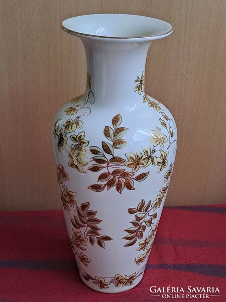 27 Cm.! Zsolnay, hand-painted flower pattern vase with rich gilding