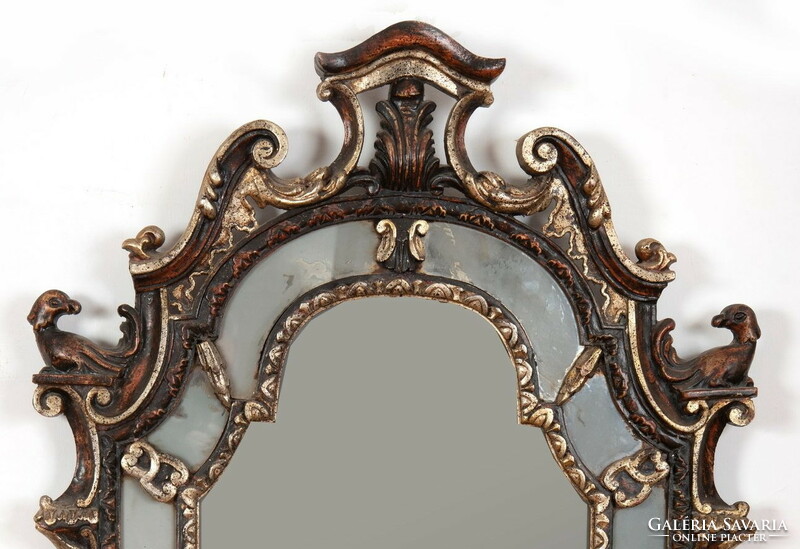 Antik faragott tükör ezüstözött kerettel (vak tükörrel)