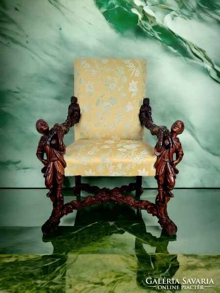 A680 antique, richly carved baroque throne armchair (andrea brustolon)