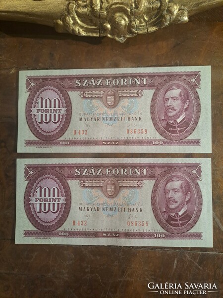 100 FORINT 1992 2 DB SORSZÁMKÖVETŐ