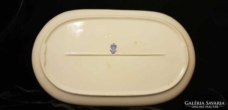 Alföldi porcelain oval serving bowl with red blue gray pattern 29 cm