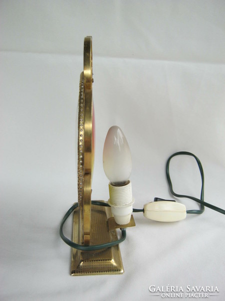 Lovas festett üveg lámpa fém kerettel