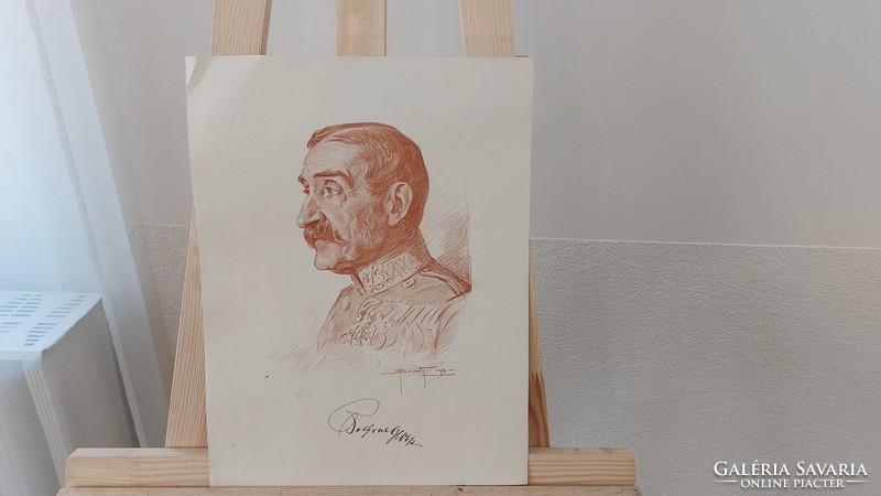 (K) oskar bruch old lithograph, print 28x38 cm. It depicts Colonel-in-Chief Artur von Bolfras.
