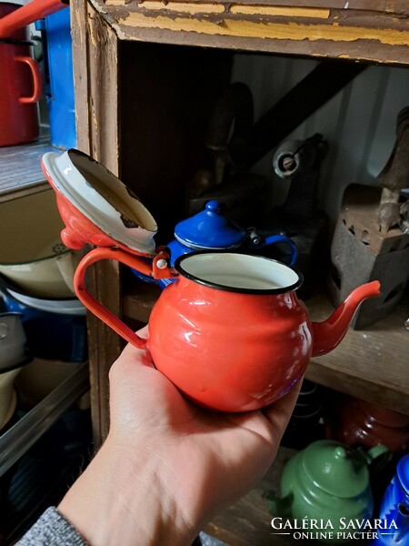Red Enamel Enameled Peacock Coffee Pot Coffee Pot Pot Heirloom Antique Nostalgia
