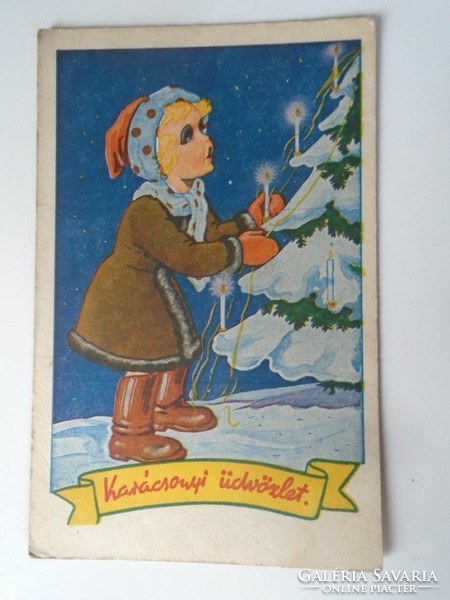D195327  Régi képeslap - Karácsony - 1940k