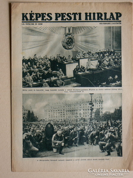 KÉPES PESTI HÍRLAP 1939 FEBRUÁR 2.,TÖRTÉNELMI FOLYÓÍRAT (Az ut.só, 1939. évfolyam példányai ritkák)