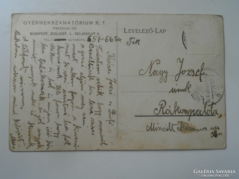 D195415 Régi képeslap Budapest  Gyermekszanatórium R.T.  Dr. Preisch - Zugliget I. 1930k Étterem