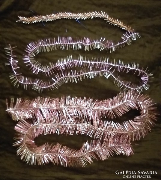 Old silver-pink Christmas tree garland, Christmas decoration, rubber boa 3 pcs.