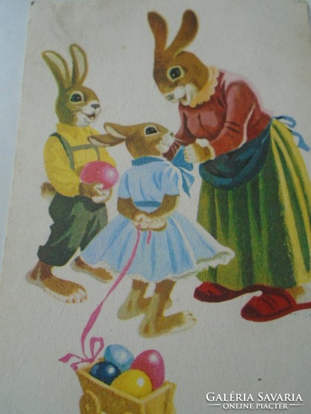 D195365 5 old bunny postcards - Easter - 1960s