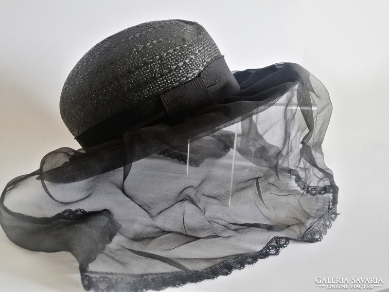 Mayser Milz designer fekete fátlyas női kalap 1950/60-as évek