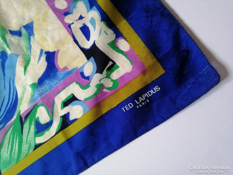 Ted Lapidus designer silk scarf Paris 1990s 75x75cm