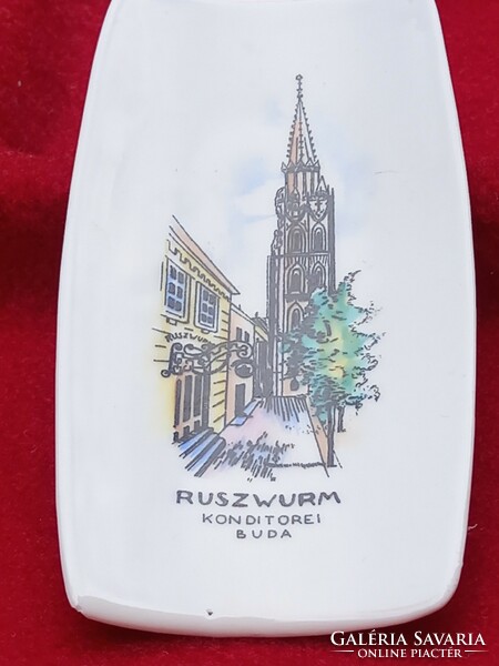 Aquincum porcelain bowl/tray with Ruszwurm antique pastry shop and the image of the Matthias church