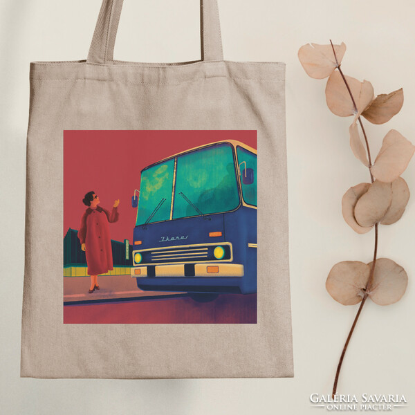 Ikarus at the bus stop - canvas bag - with wolf benjamin graphics