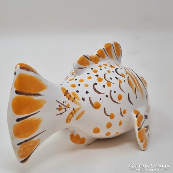 Presumably a ceramic fish by István Gádor with applied art label