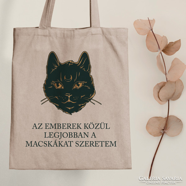 I love cats best - kitty canvas bag with quote
