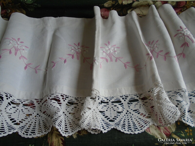 Hand embroidered, drapery, curtain.