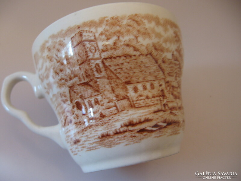 Barna angol csésze szignált vidéki látképes