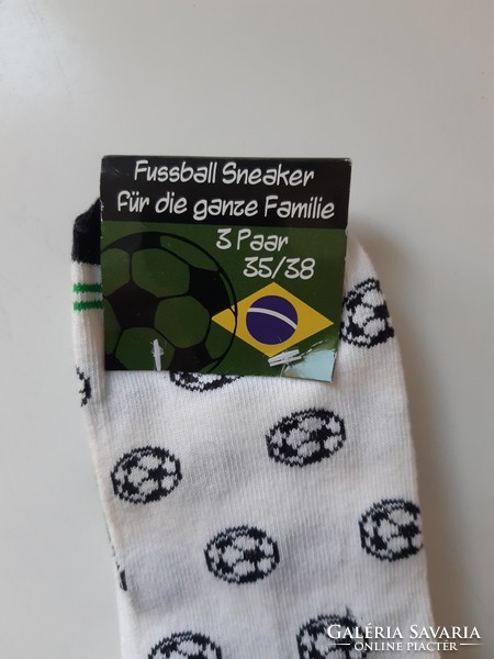 3 pár foci és brazil mintás sneaker zokni   35/38