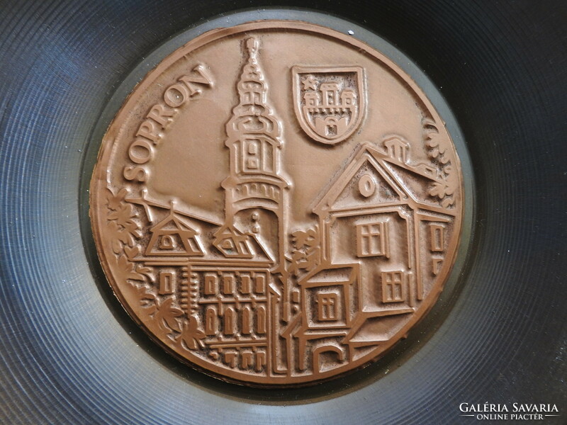 Bronzed iron wall plate - wall plate - with the pattern of the city of Sopron