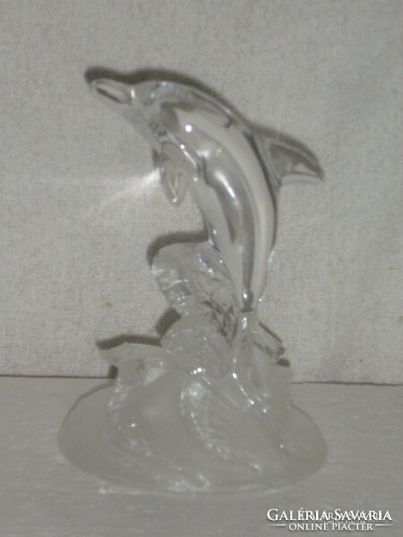 Rare solid crystal glass dolphin