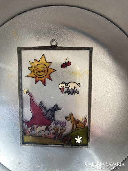 Hand-painted glass picture for children's room