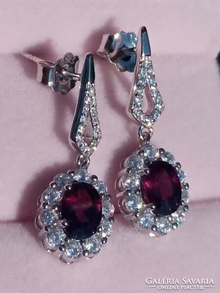 Rhodolite garnet 925 silver earrings