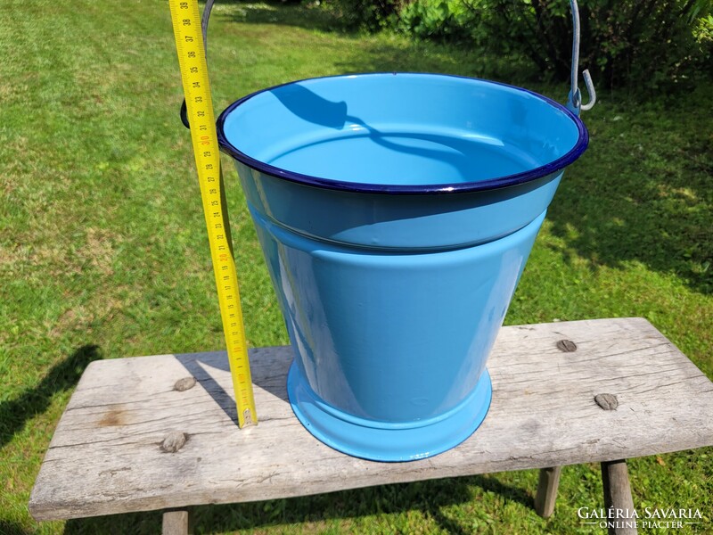 Old but new blue dark blue enameled bucket Budafok enameled footed bucket jug