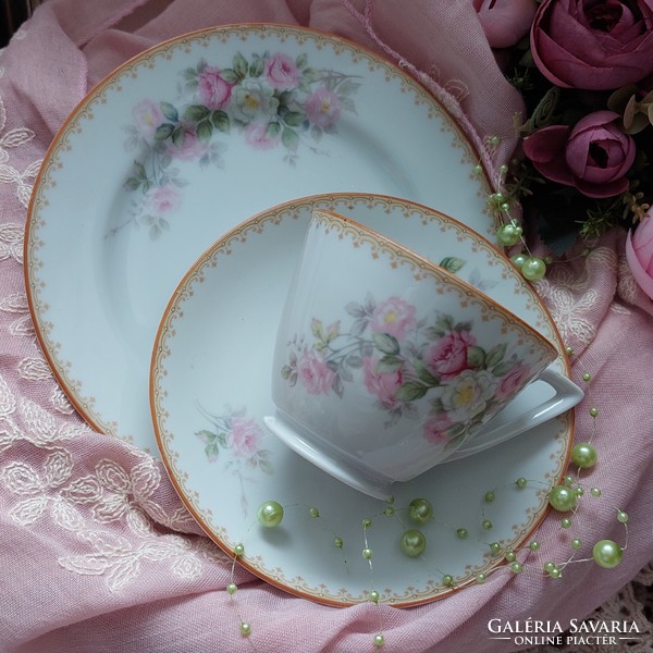 Romantic coffee set pastel with small roses