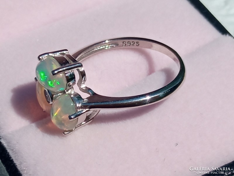 Ethiopian fire opal 925 silver ring 54