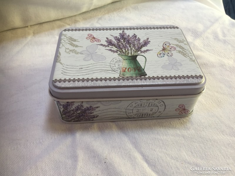 Metal gift box with lavender design, vintage style - 79/1.