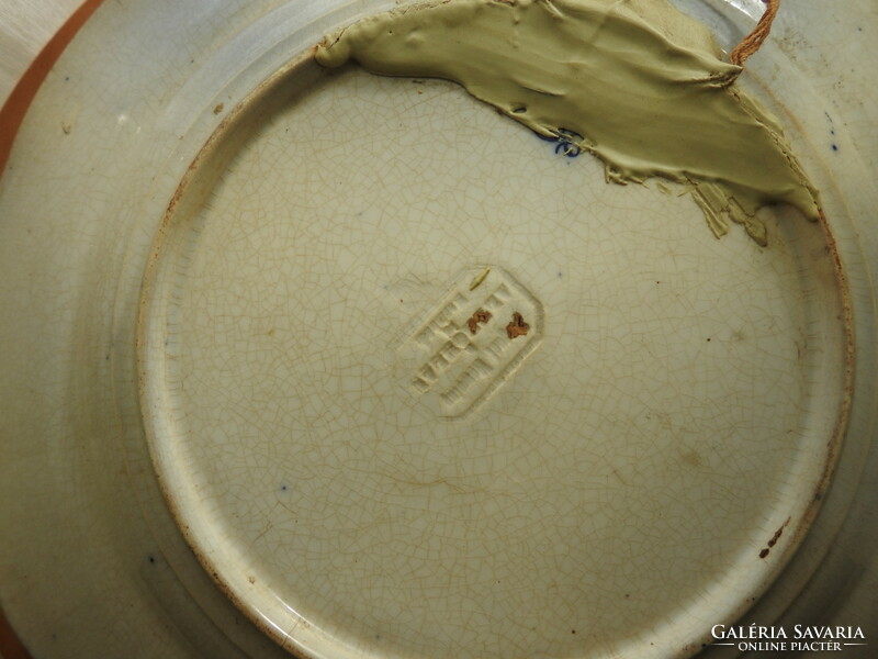 Antik majolika jelzett kobaltkék falitál - fali tányér