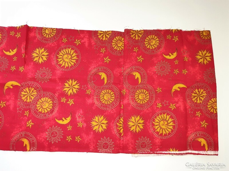Christmas material with a yellow-gold pattern on a red background - patchwork - decor - fabric by the meter - quilting
