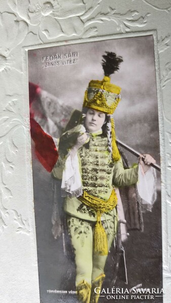1905 Zsza Fedák sari prima donna actress art nouveau embossed photo sheet János Vítez