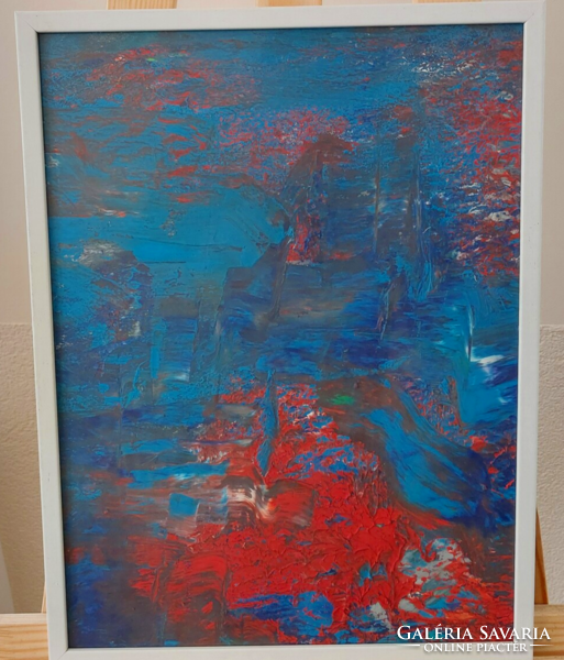 (K) Absztrakt festmény 31x42 cm kerettel