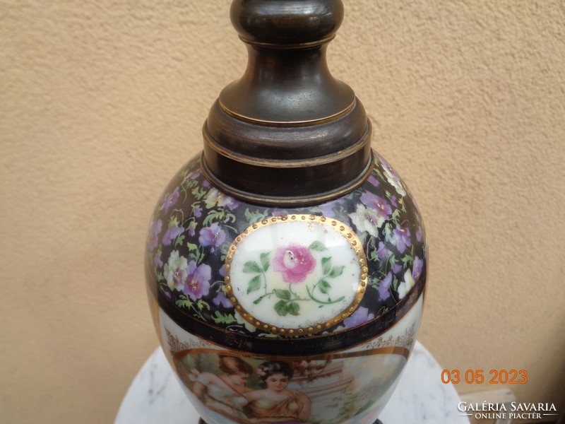 Altwien bedside lamp, original copper porcelain - with copper fittings